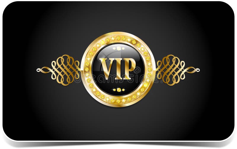 Premium vip glossy card for web sites. Golden poker vectors