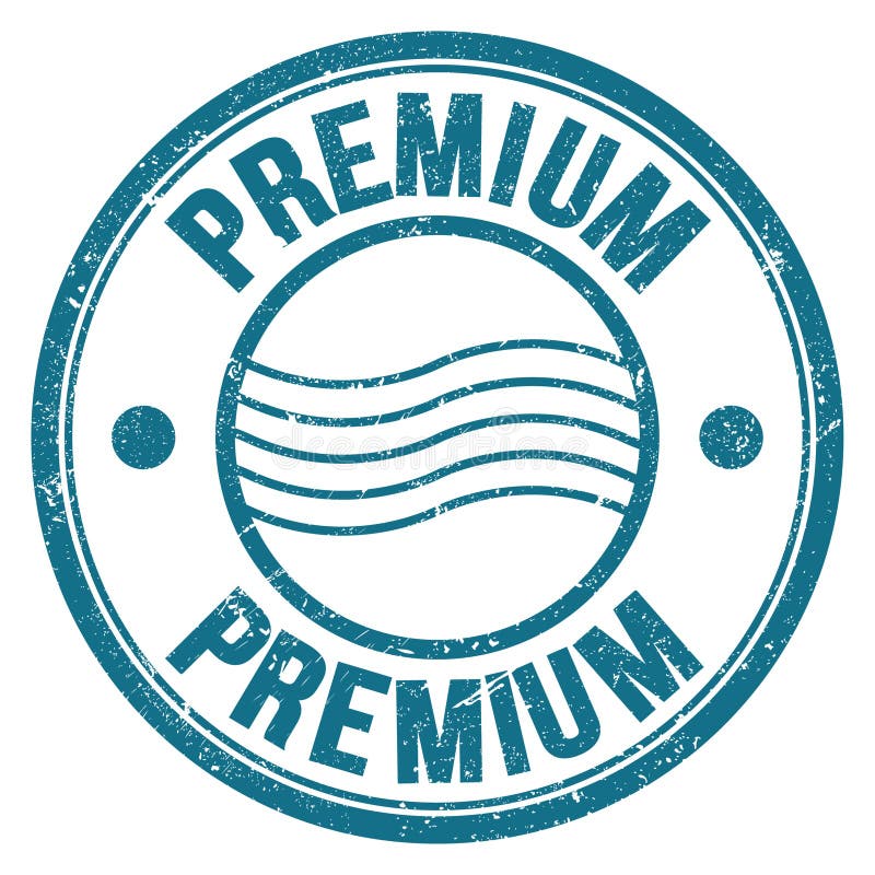 PREMIUM text written on blue round postal stamp sign royalty free illustration