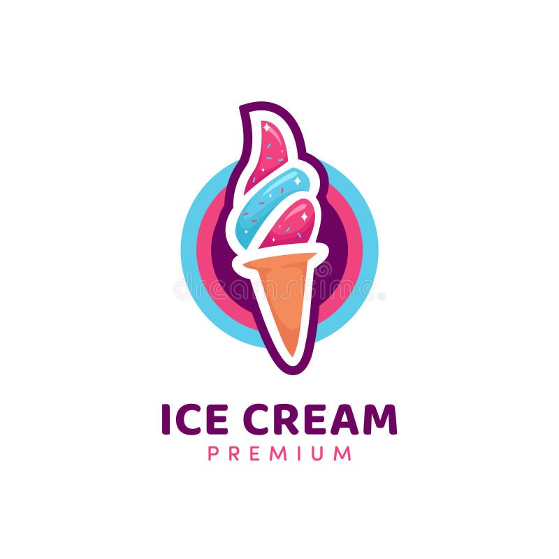 Premium yummy ice cream cone logo icon illustration vector royalty free illustration