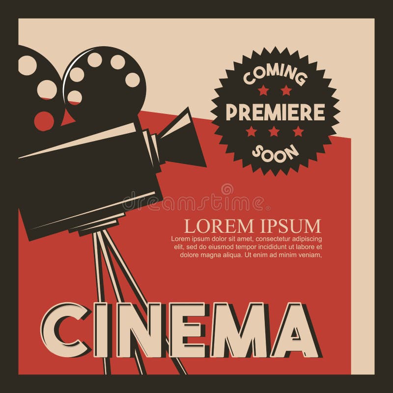 Première de film d'appareil-photo de style d'affiche de cinéma rétro illustration stock Première de film d'appareil-photo de style d'affiche de cinéma rétro illustration stock