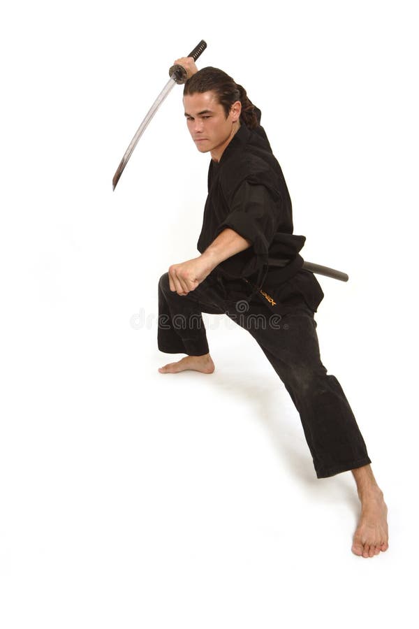 L'homme De Ninja, établit La Technique Des Coups De Pied Avec Un Bâton De  Bambou De Bataille Image stock - Image du homme, combat: 106320501
