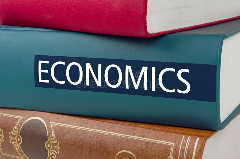 Prenoti con l'economia di titolo scritta sulla spina dorsale immagine stock libera da diritti Prenoti con l'economia di titolo scritta sulla spina dorsale immagine stock libera da diritti