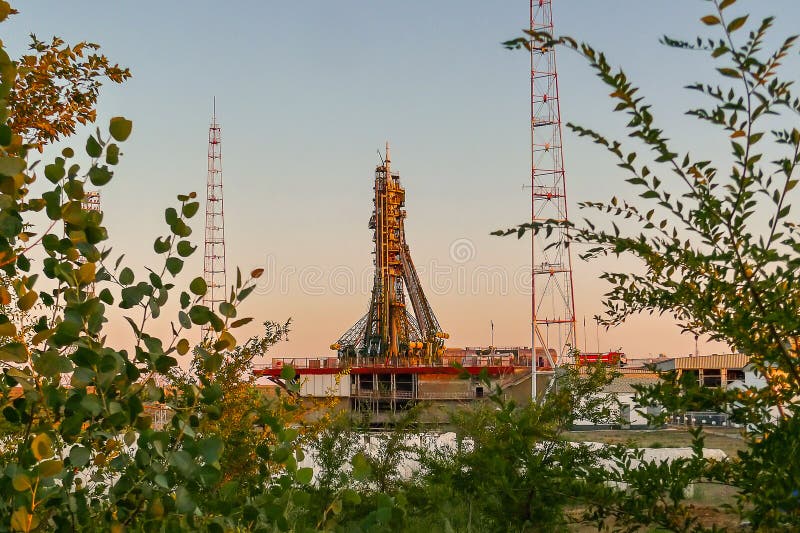 Preparación de la nave espacial para el lanzamiento, Baikonur, Kazajistán fotos de archivo Preparación de la nave espacial para el lanzamiento, Baikonur, Kazajistán fotos de archivo