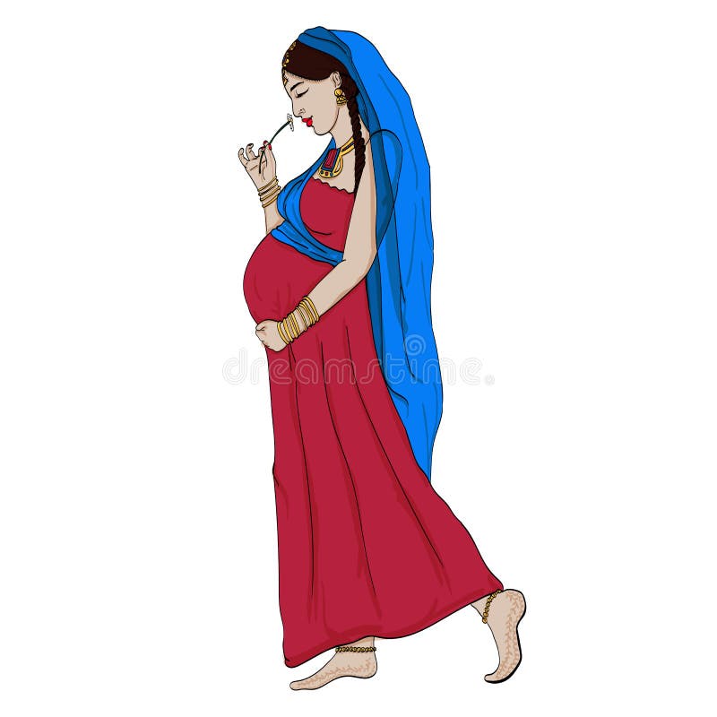 Mujer Embarazada En Sari India Foto de archivo - Imagen de peinado, sano:  72986144