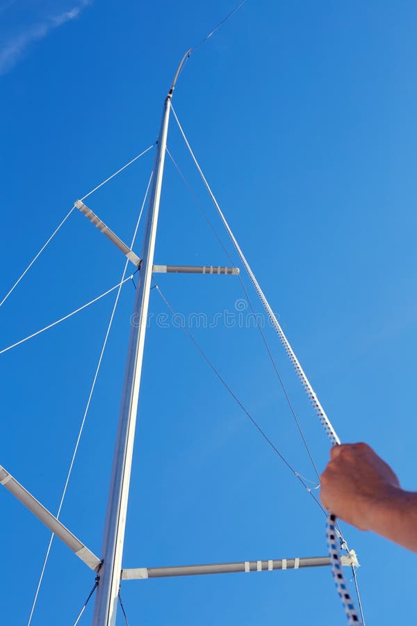 Preparation of the Mainsail Halyard Stock Photo Image of travel