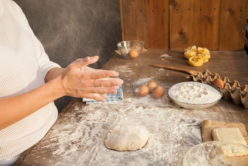 Dough cooking process. stock image. Image of plate, cuisine 79366277