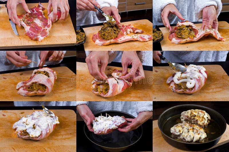 Preparation of a meat dish stock image. Image of dishware 15810059