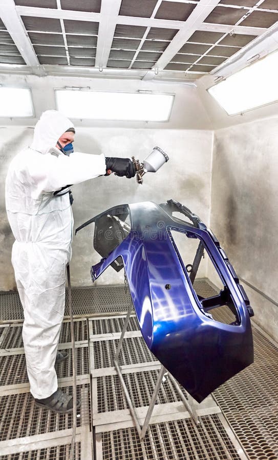 Preparation and Painting of Car Parts after an Accident Stock Image