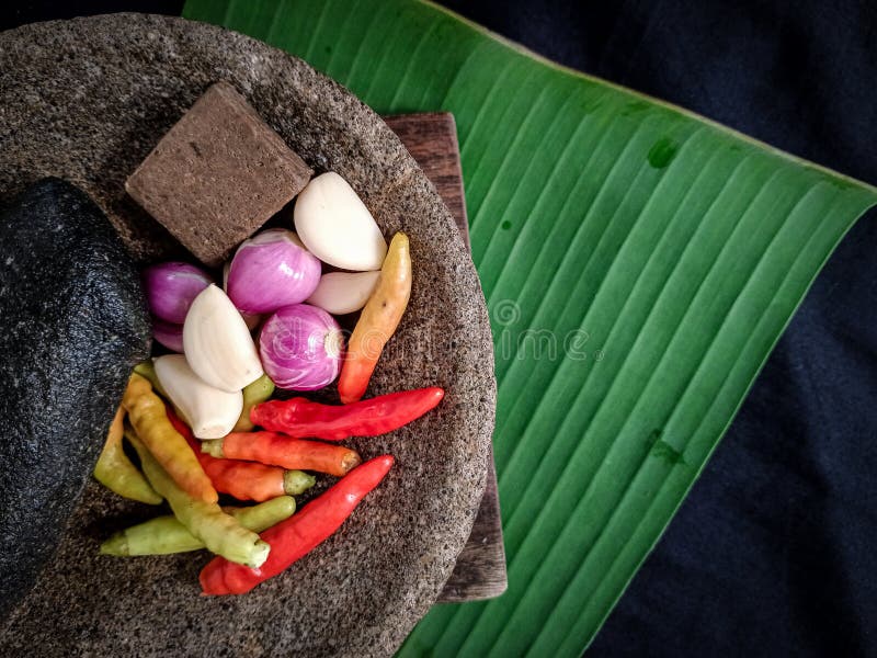 Preparation of Raw Shrimp Paste Chili for Grinding Stock Image Image