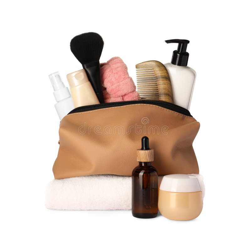 Preparation for Spa. Compact Toiletry Bag and Different Cosmetic