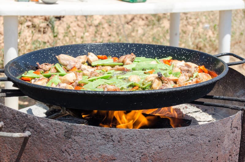 Preparation Step of Authentic Paella Valenciana Stock Image Image of