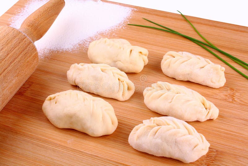 Preparation of Stuffed Dumplings with Rollingpin Stock Image Image