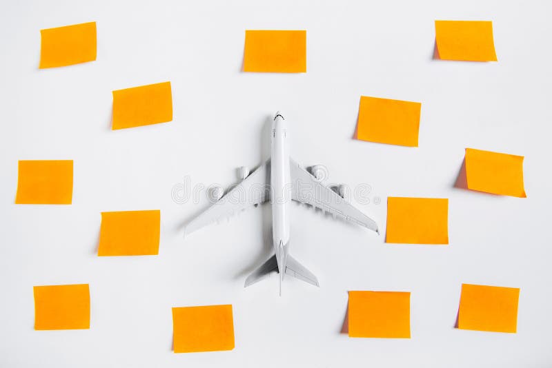Preparation for Traveling concept and to do list, the paper noted, airplane. royalty free stock photos
