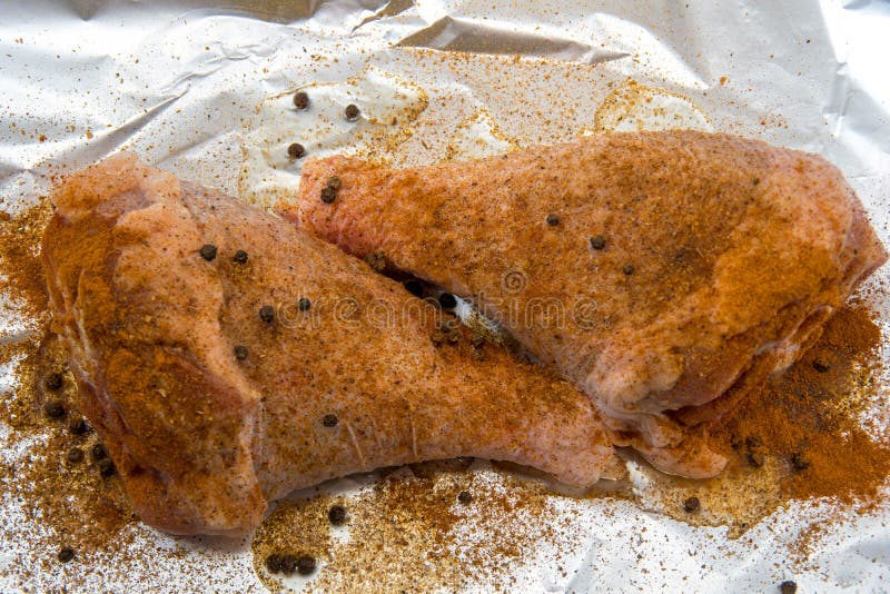 Preparation of Turkey Shank Meat in an Oven with Spices and Lemon Stock