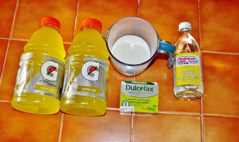 There are all staff of special liquids and pills ,which patient ,who is going to colonoscopy examination have to use before this endoscopic procedure of gastroenterologist . Magnesium citrate is going to two bottles of Gatorades ,then bottle of Miralax and Dulcolax or bisacodil pills ,not so simple ,but the main is result on the next day. There are all staff of special liquids and pills ,which patient ,who is going to colonoscopy examination have to use before this endoscopic procedure of gastroenterologist . Magnesium citrate is going to two bottles of Gatorades ,then bottle of Miralax and Dulcolax or bisacodil pills ,not so simple ,but the main is result on the next day.