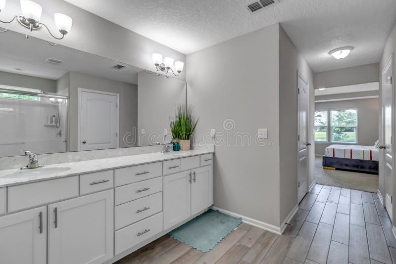 Modern master bathroom royalty free stock photos