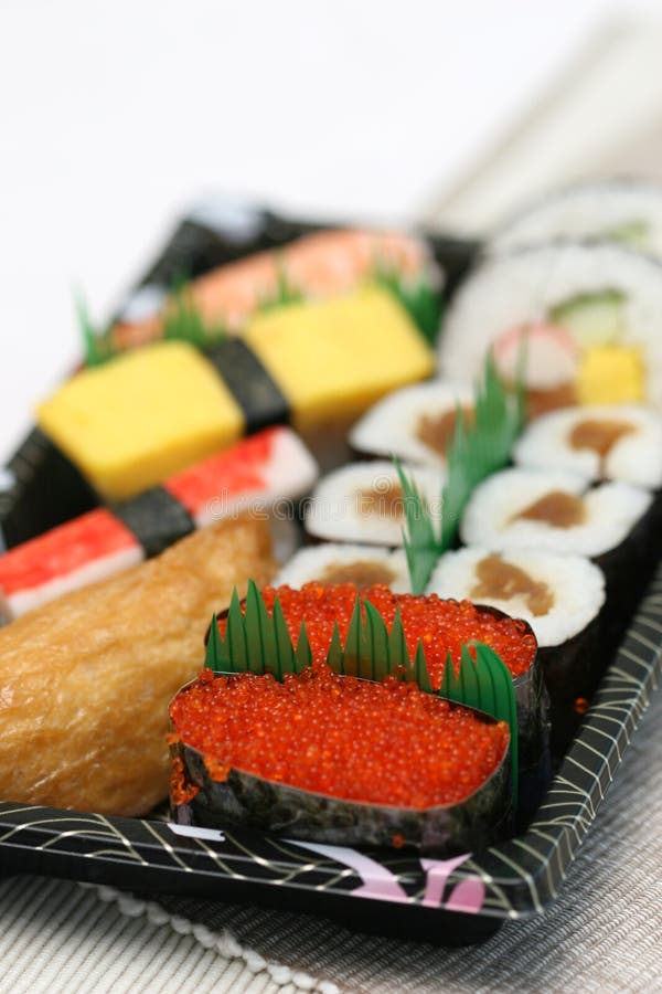 Prepared and delicious sushi taken in studio