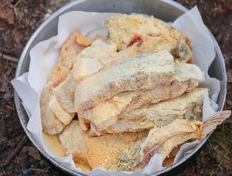 Fish in flour. Barbecue stock image. Image of chinese 36449613