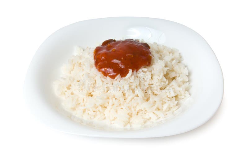 Prepared Rice with Tomato Ketchup Stock Image Image of meal, grass 30718133