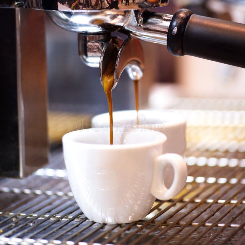 Prepares Espresso in His Coffee Shop; Closeup Stock Photo Image of tool, bari 41275710