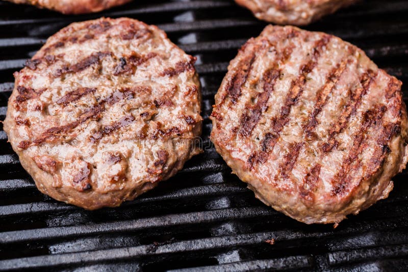 Preparing a Batch of Grilled Ground Beef Patties Stock Image Image of