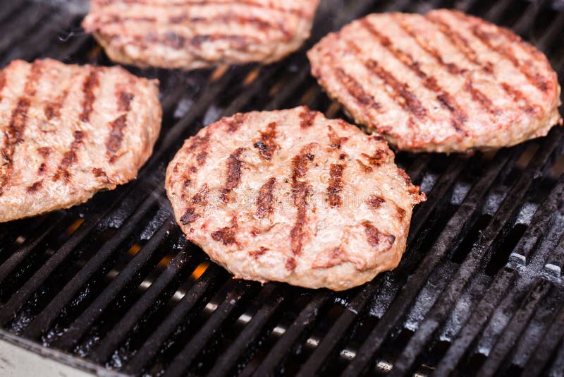 Preparing a Batch of Grilled Ground Beef Patties Stock Photo Image of