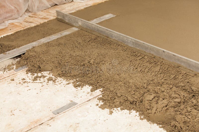 Preparing a cement screed royalty free stock photos