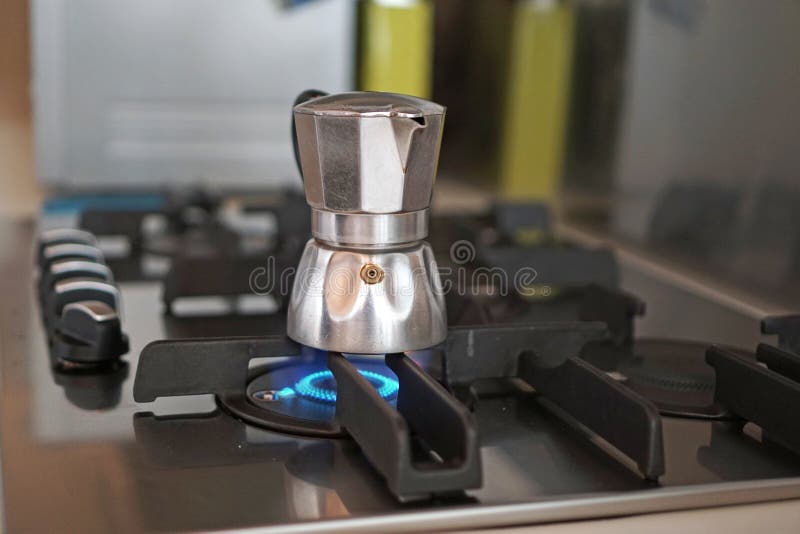 Preparing a Coffee with a Vintage Italian Machine for Homemade Stock
