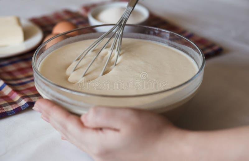 Preparing Dough for Pancakes Stock Image Image of bowl, bread 148134989