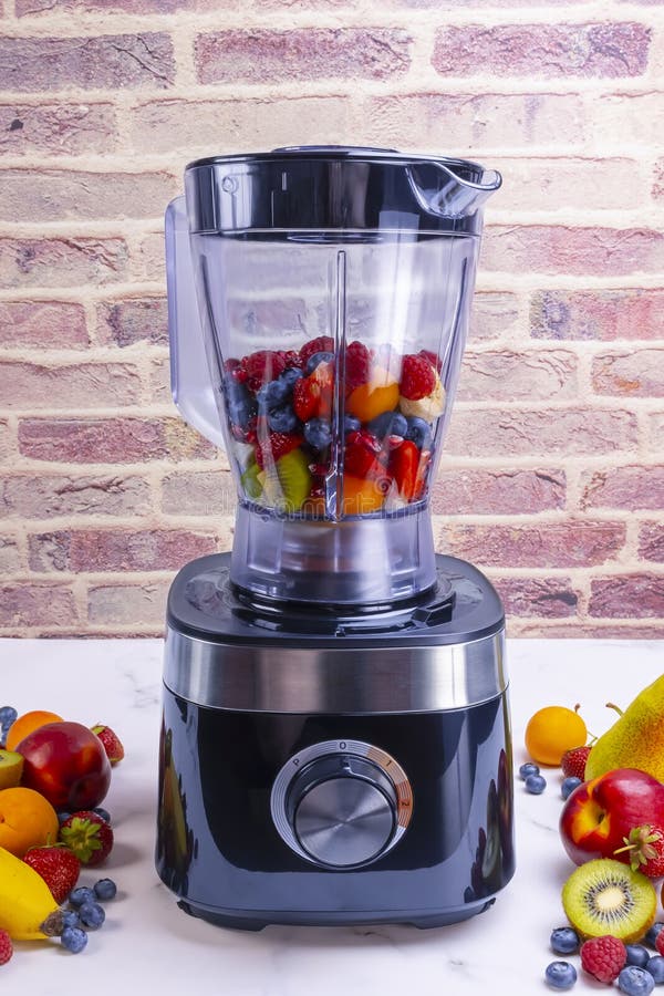 Preparing Fresh Fruit Smoothie in Blender Stock Image - Image of