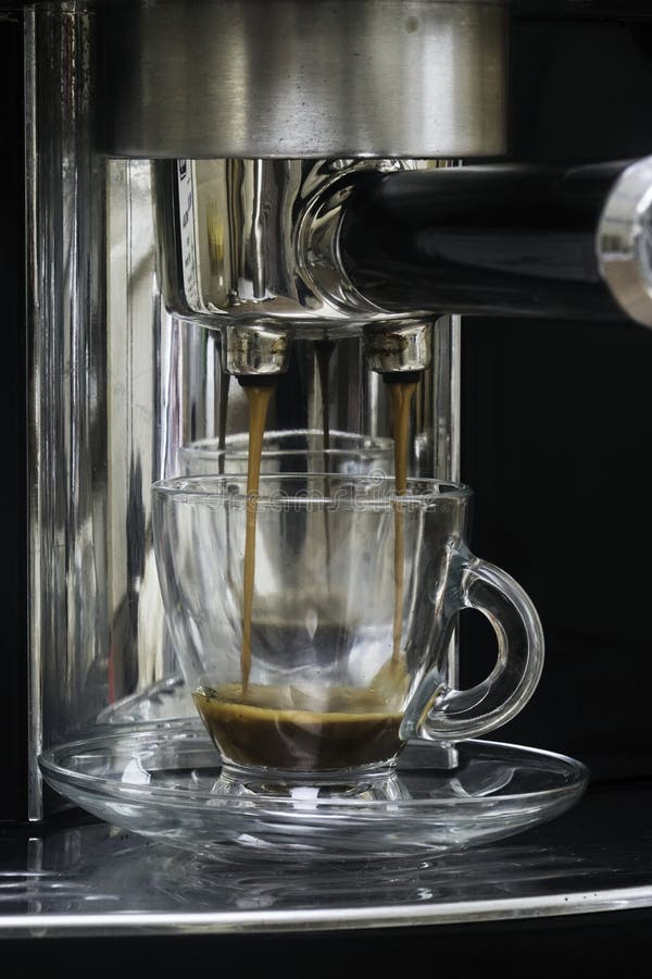 Preparation of Hot Coffee in the Presser Stock Photo Image of black