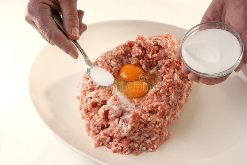 Preparing Mince To Make Meatballs Stock Photo Image of mince, organic