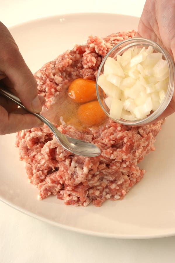 Preparing Mince To Make Meatballs Stock Photo Image of pepper, mince