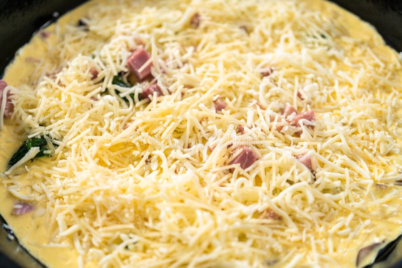 Spinach and ham frittata stock photo. Image of traditional 264770392