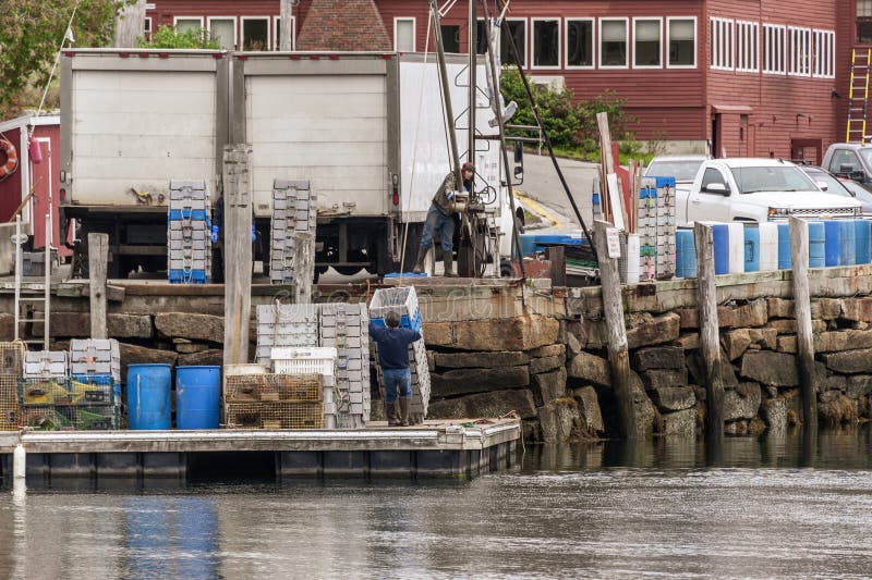 Prepping to go lobstering stock image Prepping to go lobstering stock image