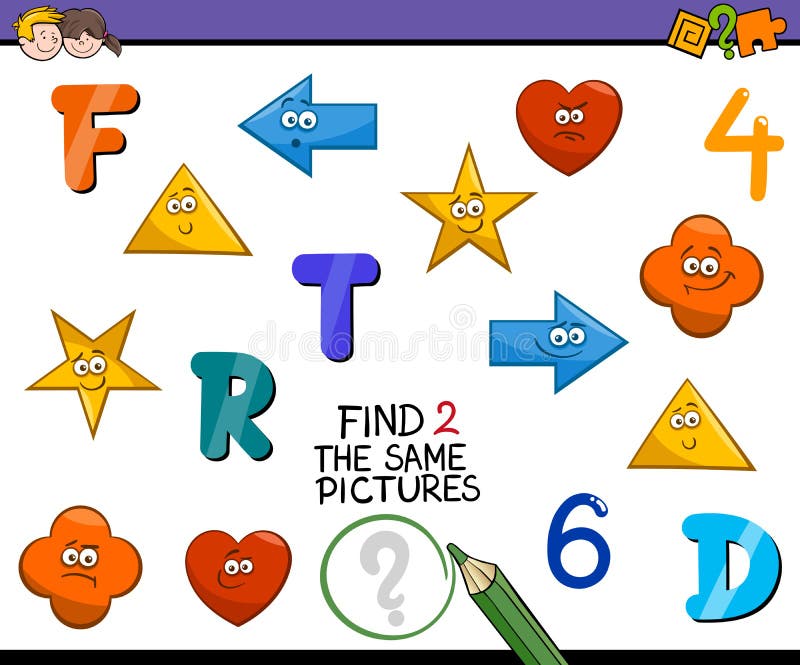 Preschool activity for kids. Cartoon Illustration of Find Identical Pictures Educational Activity for Preschool Children stock illustration Preschool activity for kids. Cartoon Illustration of Find Identical Pictures Educational Activity for Preschool Children stock illustration