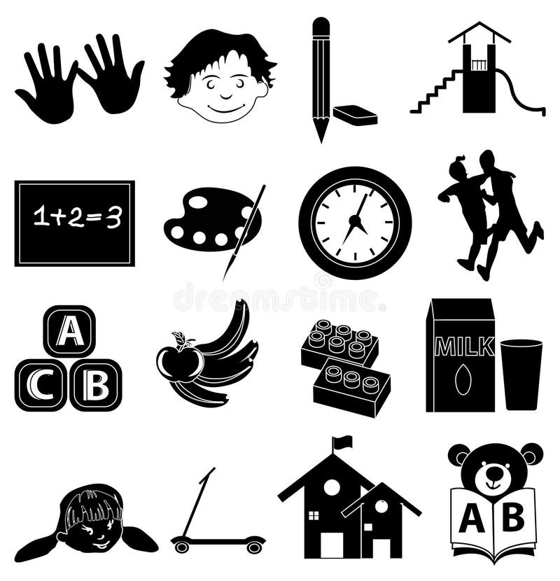 Preschool ikony ustawiać ilustracji Preschool ikony ustawiać ilustracji