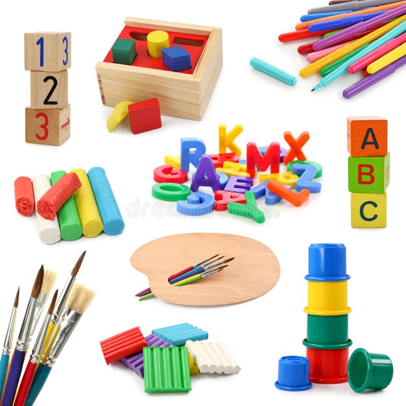 Preschool objects collection stock images