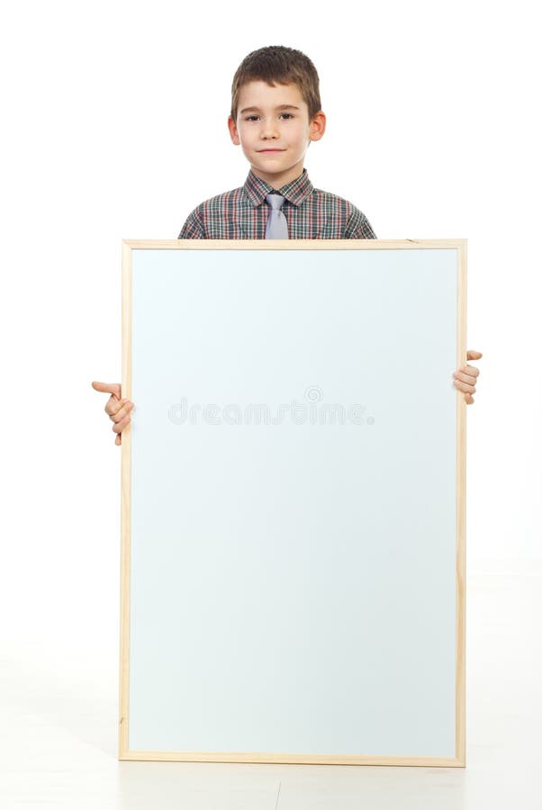 Preschooler holding blank placard