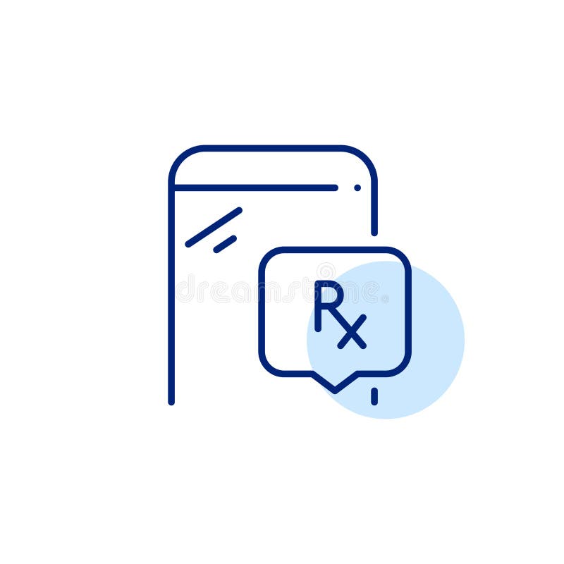 Prescription medication app notification on smartphone. Pixel perfect, editable stroke line icon stock illustration Prescription medication app notification on smartphone. Pixel perfect, editable stroke line icon stock illustration