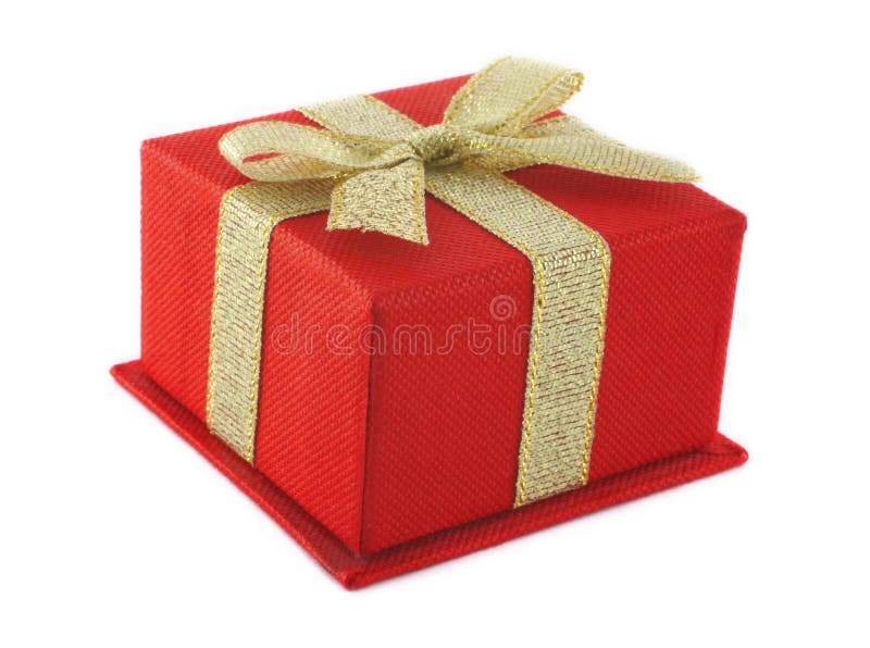 Red Christmas Gift Box with Gold Ribbon Stock Image - Image of