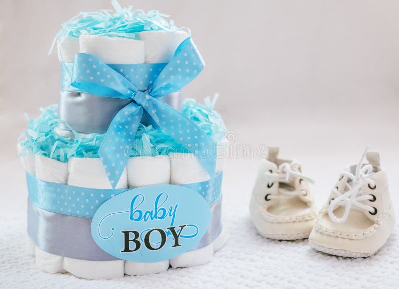 Cake of Diapers, Baby Shower Gift Diaper, Wrapped Diapers, a Roll of
