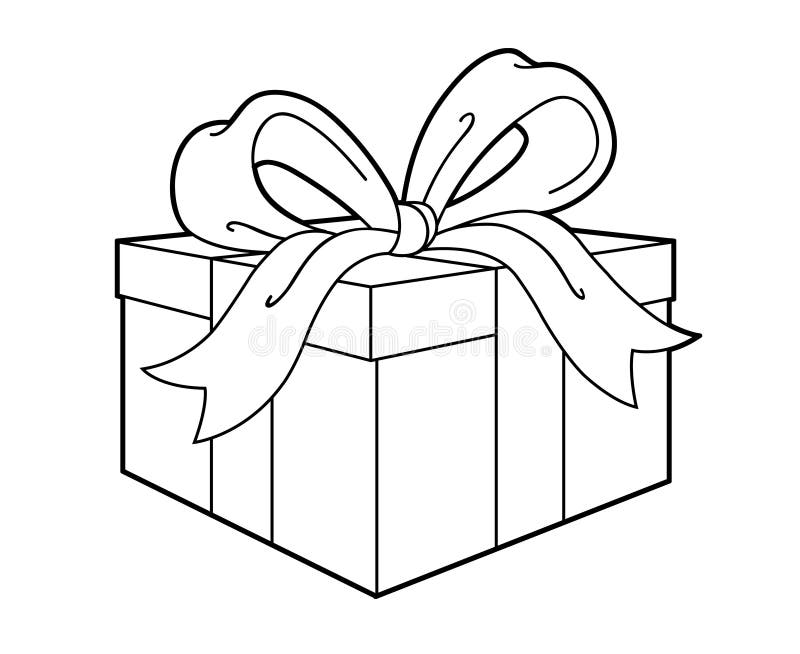 A simple black line art drawing of a present or gift. 
