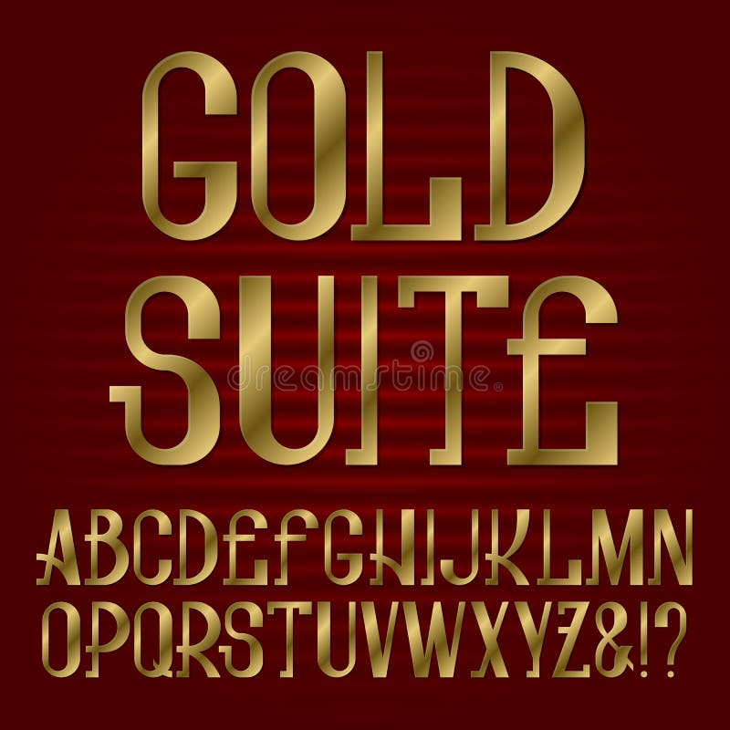 Presentable Retro Style Font Golden Capital Letters On Blue Wavy