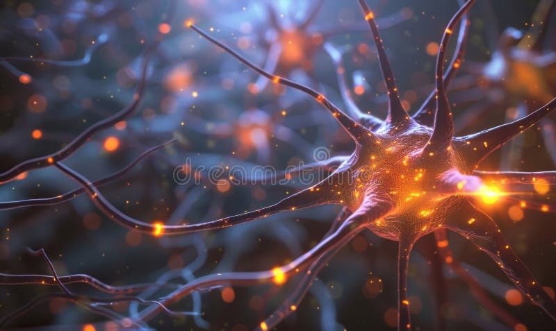 Presentación macro de la red neural en el cerebro humano o sistema nervioso libre illustration