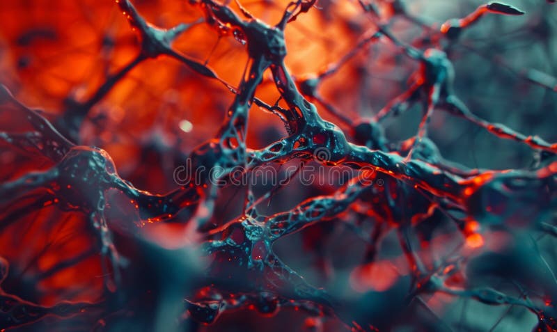 Presentación macro de la red neural en el cerebro humano o sistema nervioso stock de ilustración