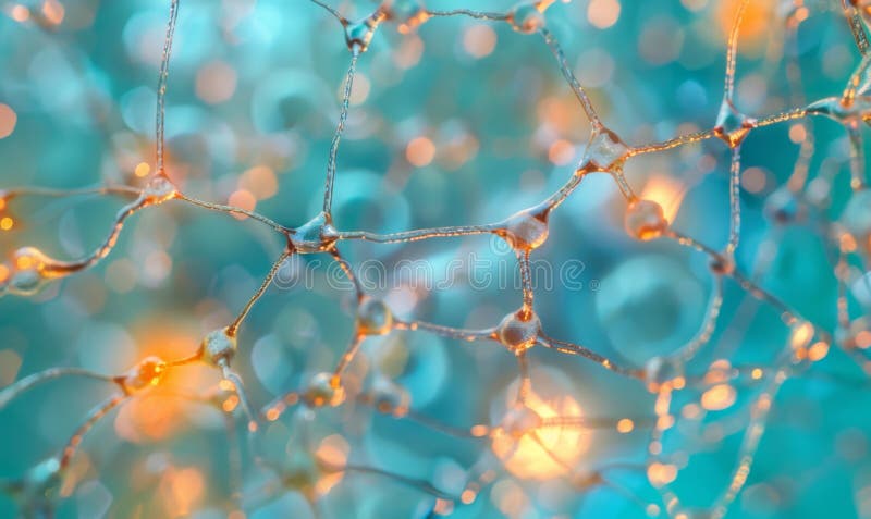 Presentación macro de la red neural en el cerebro humano o sistema nervioso stock de ilustración