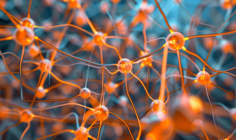 Presentación macro de la red neural en el cerebro humano o sistema nervioso libre illustration