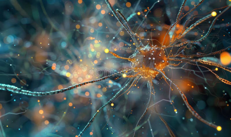 Presentación macro de la red neural en el cerebro humano o sistema nervioso ilustración del vector