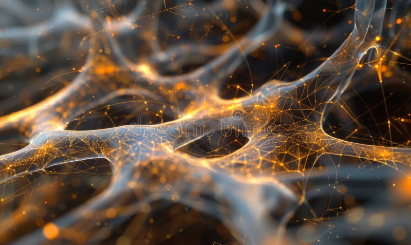 Presentación macro de la red neural en el cerebro humano o sistema nervioso ilustración del vector